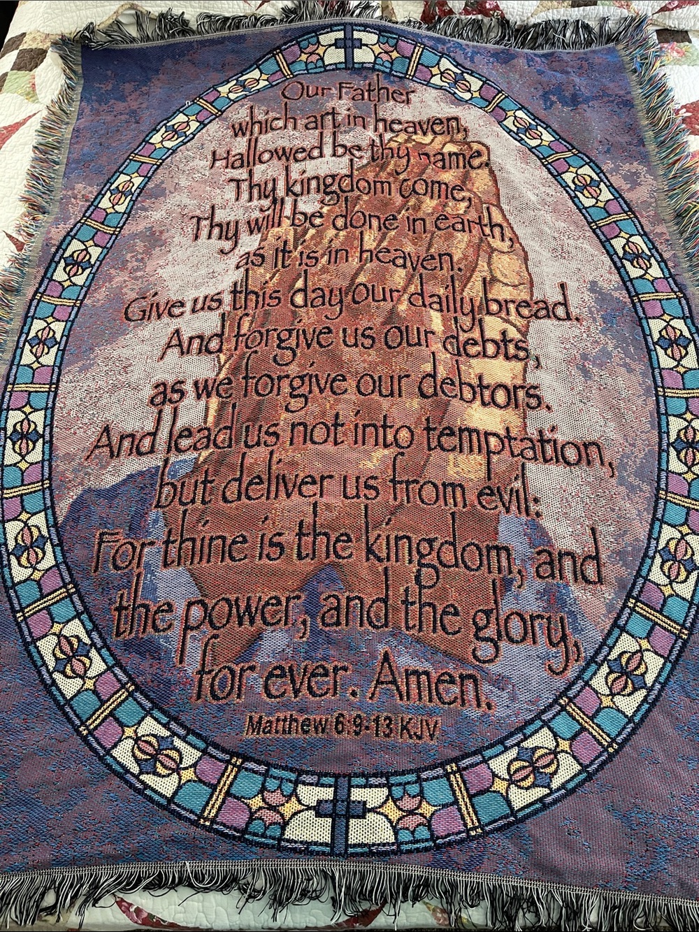 The Lord's Prayer Throw Blanket Multicolor